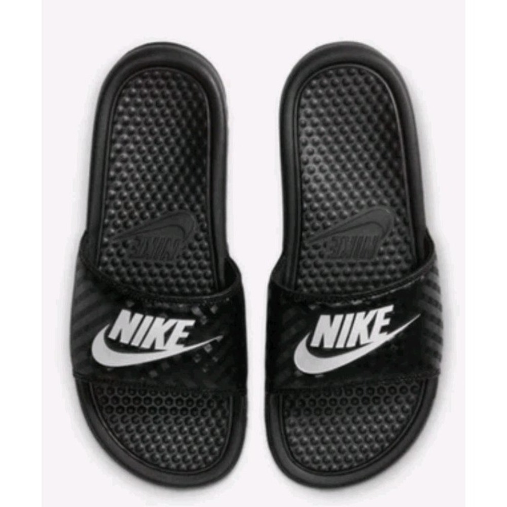 Nike Benassi JDI Black/White Women Slides Sandals 6 Shower‎ Shoes Slip On EUC